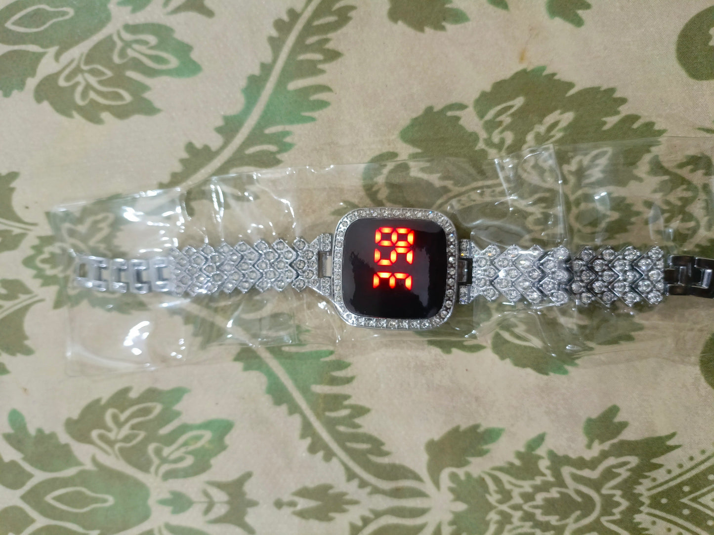Full Diamond Touch Screen LED Watch For Girl | Steel Chain With Diamond Ladies Watch