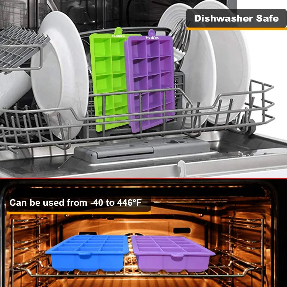 New Ice Tray Silicone 15 Grid Square Shape Reusable Ice Cube Mold for Kitchen Freezer