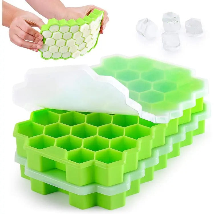 Silicone Ice Cube Molds with Lid Or Without Lid Flexible 37-Ice Trays BPA Free