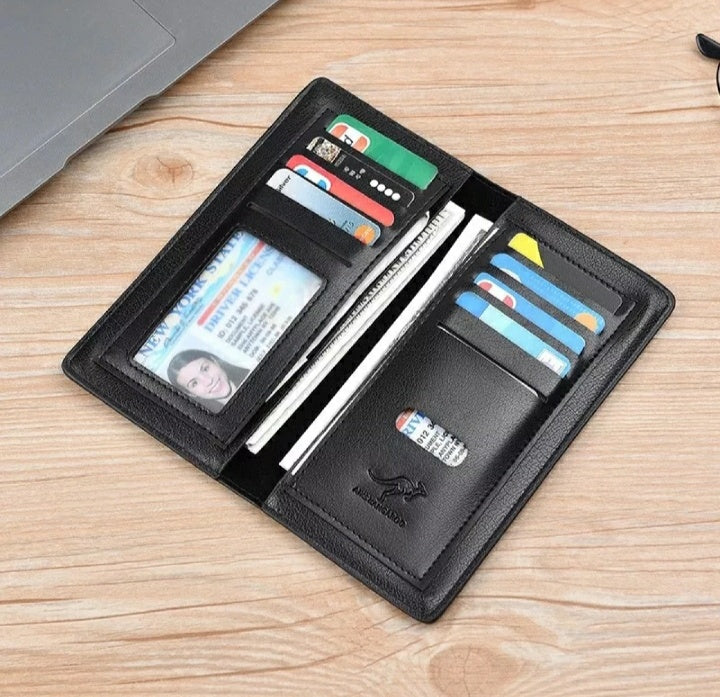 TheMarkhor AIKS KANGROO Slim Long Mobile Money and Card Holder Leather Wallet for Men's
