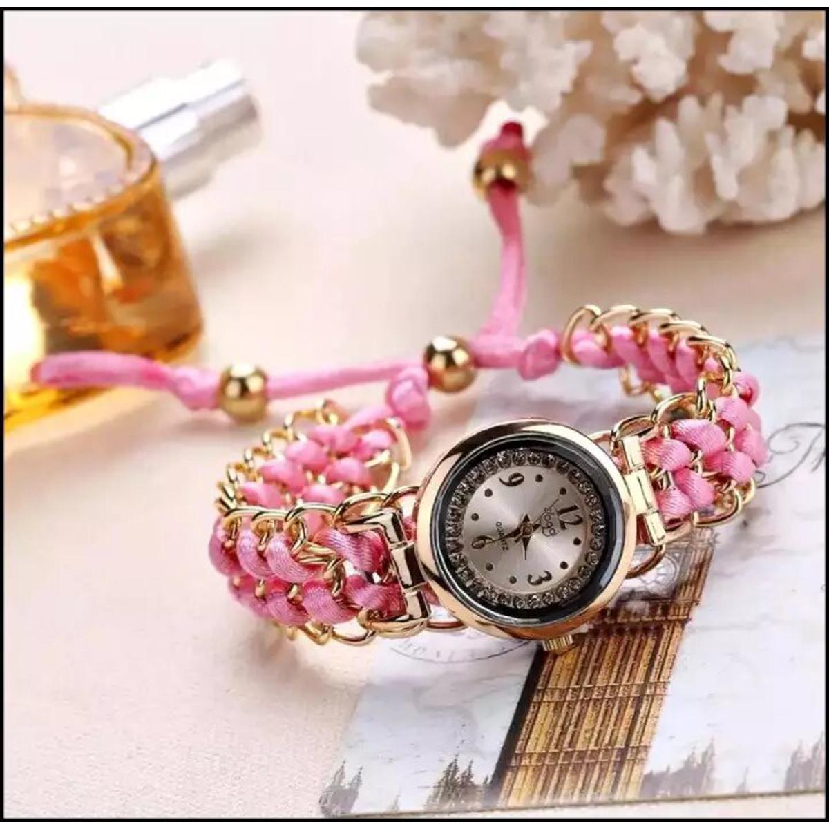 Luxury Stylish Girls Analog Handmade Braided Bracelet Watch