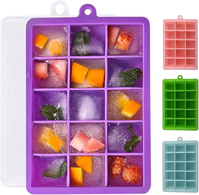 New Ice Tray Silicone 15 Grid Square Shape Reusable Ice Cube Mold for Kitchen Freezer