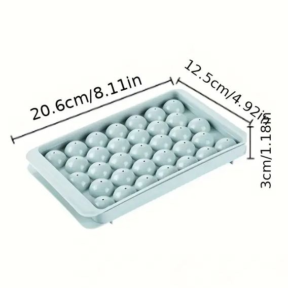 New 33 Grid Round Ice Cube Tray with Lid – Plastic Ice Box, Ice Ball Maker Mold for Freezer,
