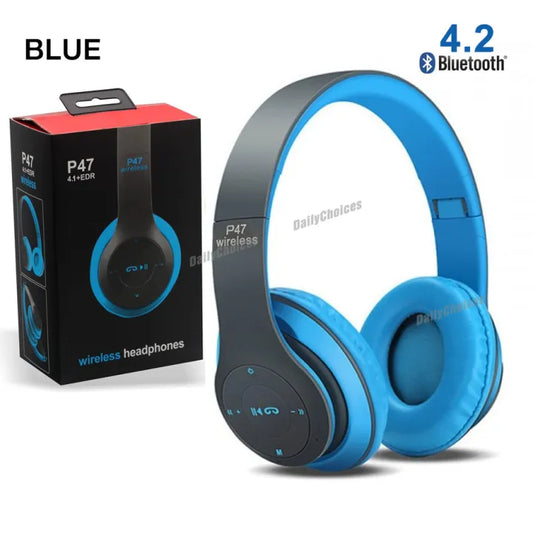 Wireless Headphones, P47 Bluetooth Foldable Headset with Microphone Support