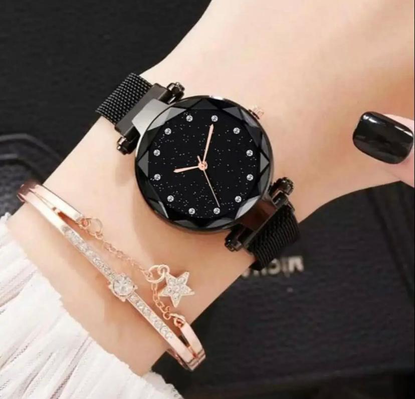 Stainless Steel Magnet Strap Led Digital Watch For Girls - All Colors Available