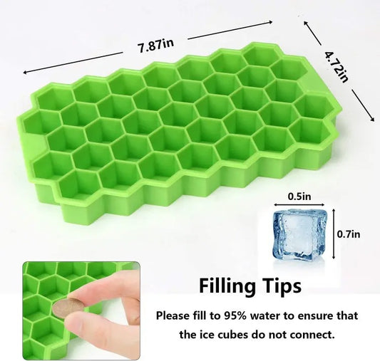 Silicone Ice Cube Molds with Lid Or Without Lid Flexible 37-Ice Trays BPA Free