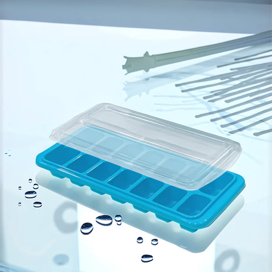 Livon Italian Ice Tray with Lid – 14 Cube Plastic Ice Mold for Freezer (BPA-Free)