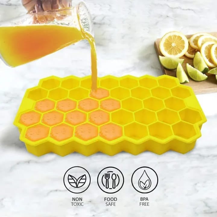 Silicone Honeycomb Ice Cube Tray | Flexible Ice Mold for Drinks, Juice and Kitchen Use