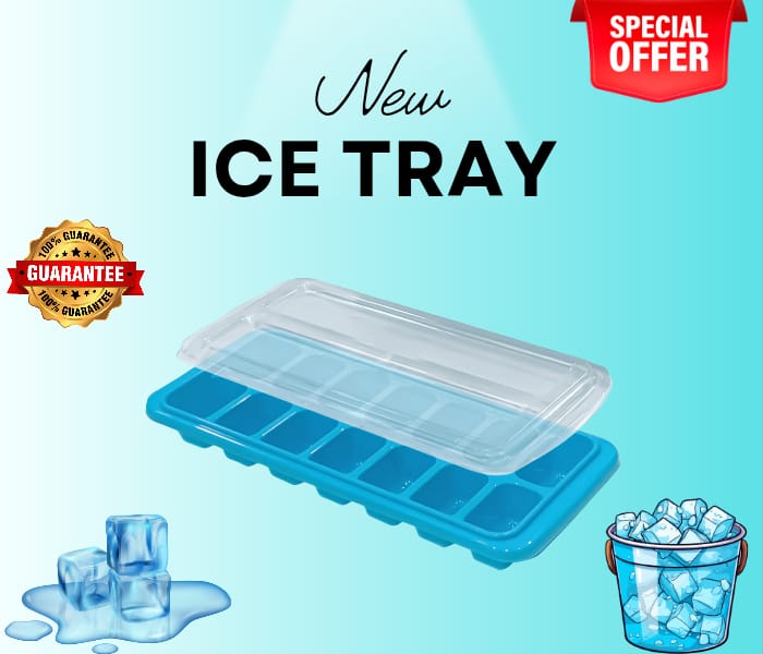 Livon Italian Ice Tray with Lid – 14 Cube Plastic Ice Mold for Freezer (BPA-Free)
