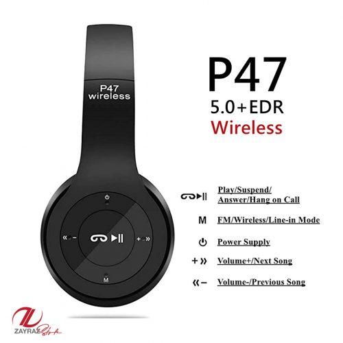 Wireless Headphones, P47 Bluetooth Foldable Headset with Microphone Support