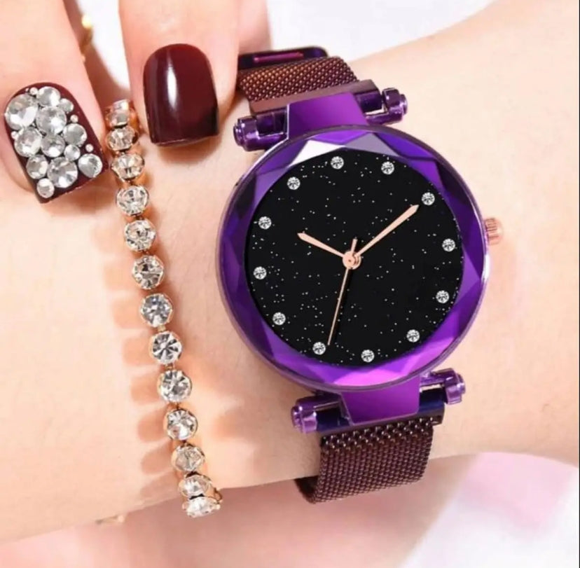 Stainless Steel Magnet Strap Led Digital Watch For Girls - All Colors Available