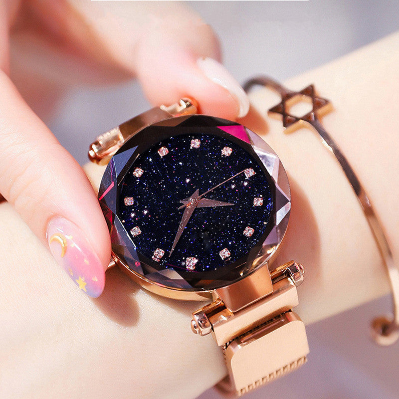 Stainless Steel Magnet Strap Led Digital Watch For Girls - All Colors Available