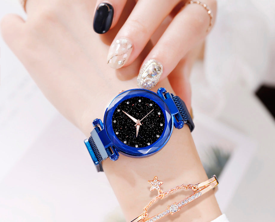Stainless Steel Magnet Strap Led Digital Watch For Girls - All Colors Available