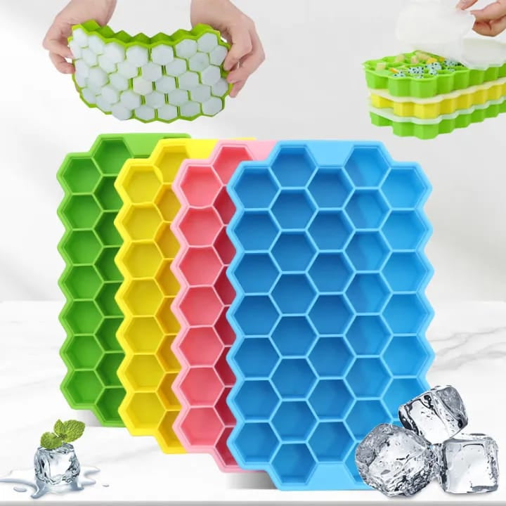 Silicone Honeycomb Ice Cube Tray | Flexible Ice Mold for Drinks, Juice and Kitchen Use