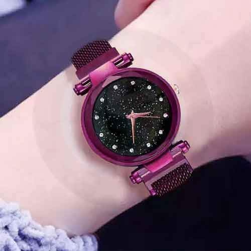 Stainless Steel Magnet Strap Led Digital Watch For Girls - All Colors Available